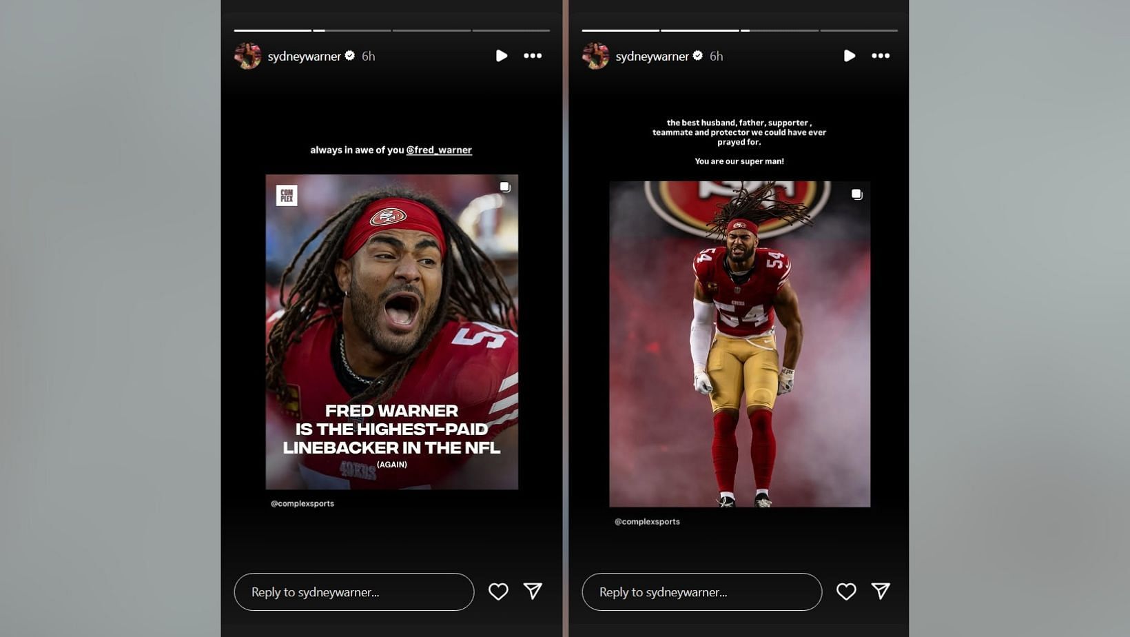 Fred Warner's wife Sydney reacts to LB’s $63 million contract extension (Image Credit: Sydney/IG)